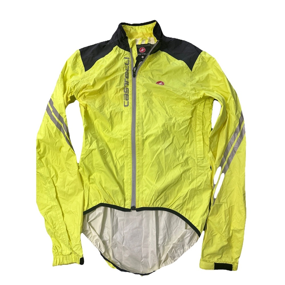 Castelli Mens Sz Medium Pro Fit Light Rain Jacket Yellow